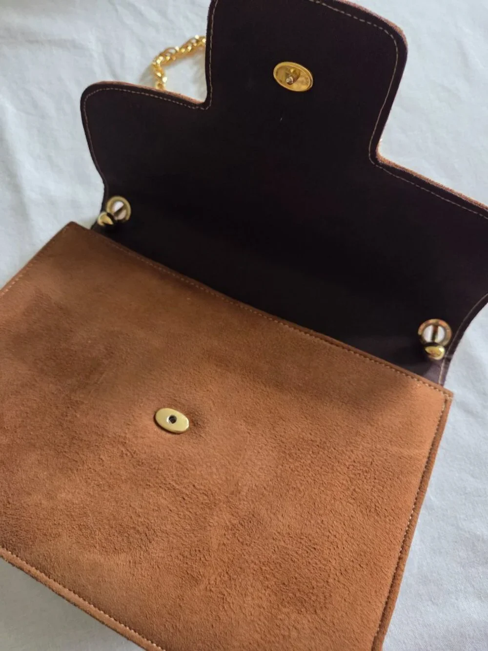 Vintage Meyer's Classic Brown Suede Chain-Handle Satchel